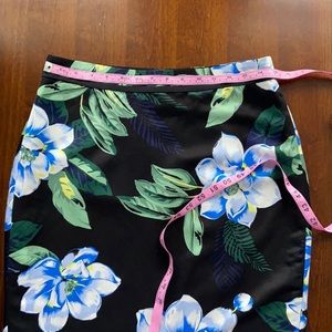 Banana Republic Floral Black/Blue Pencil Skirt